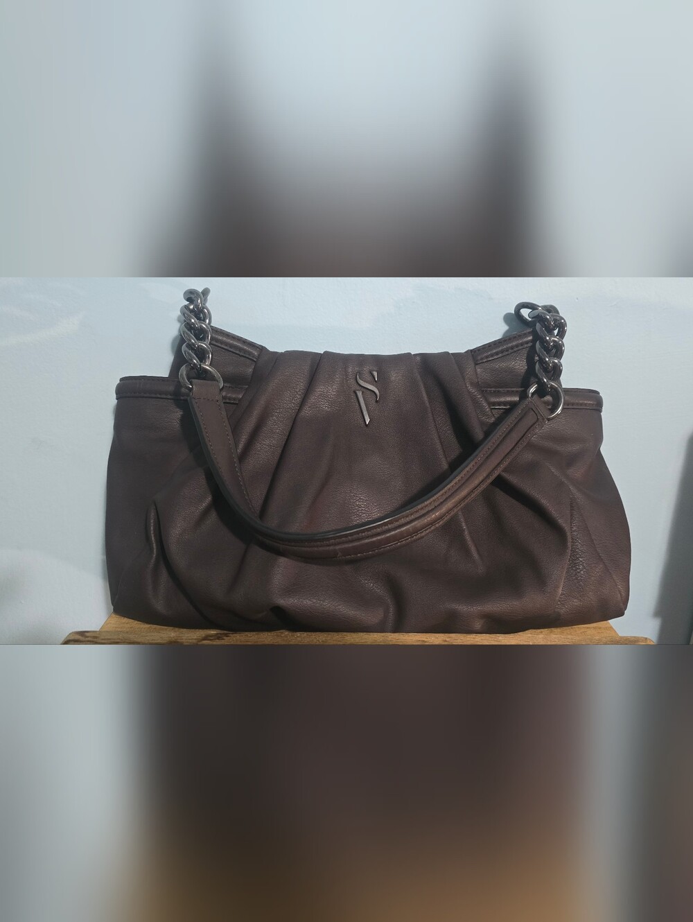 Simply Vera Vera Wang Dark Brown Shoulder Bag with Chain Handles